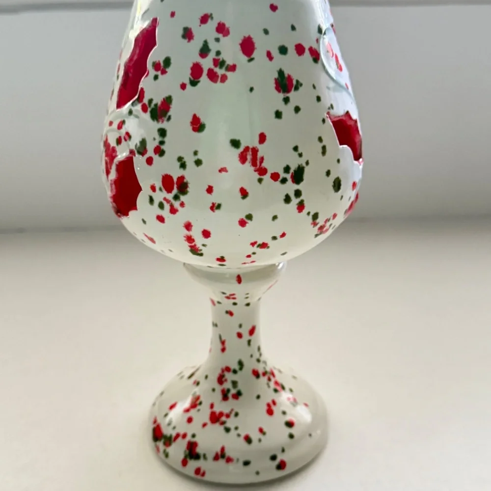 Vintage Ceramic Votive Candle Holder Splatterware Design‎